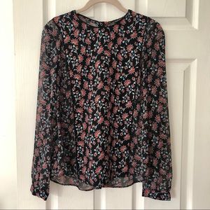 Zara Basic Floral Long Sleeve Top